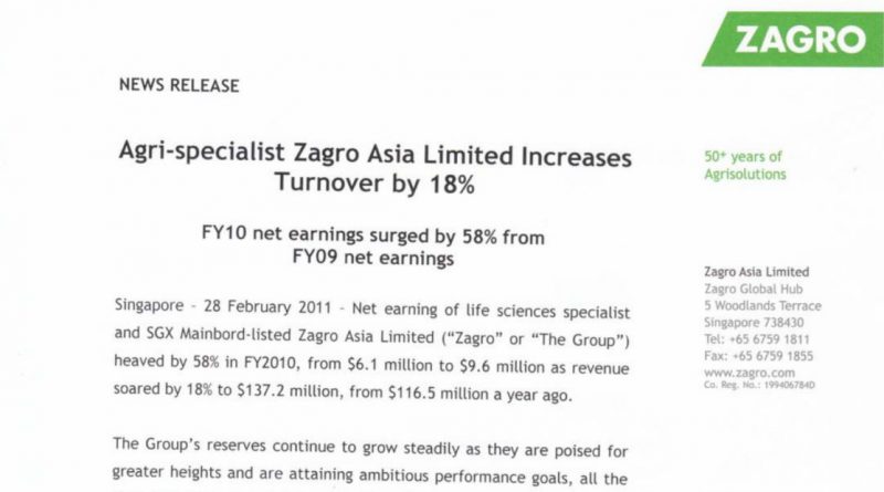 Zagro News Release