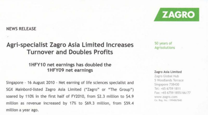 Zagro News Release